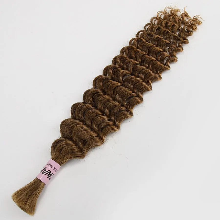 WOWANGEL 30# Color Bulk Human Hair for Braiding Deep Wave 100g