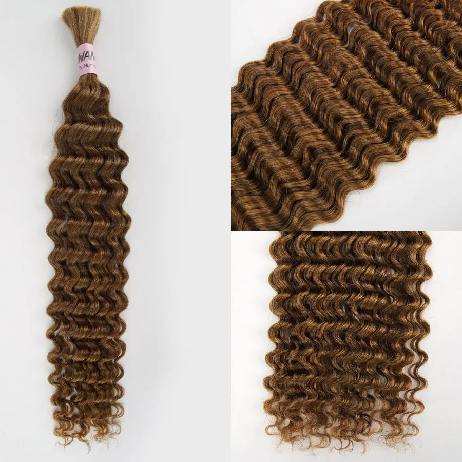 WOWANGEL 30# Color Bulk Human Hair for Braiding Deep Wave 100g