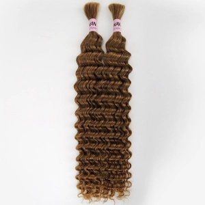 WOWANGEL 30# Color Bulk Human Hair for Braiding Deep Wave 100g