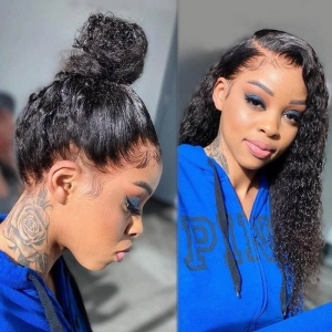 WOWANGEL 360 Invisible Strap HD Lace Wig Curly Pre Plucked Clean Hairline