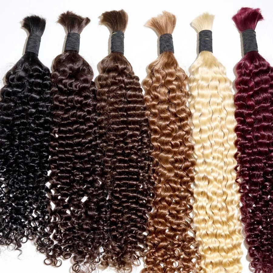 WOWANGEL 99J/Brown/613 Blonde Color Bulk Human Hair for Braiding Curly 100g