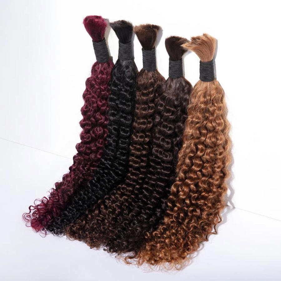 WOWANGEL 99J/Brown/613 Blonde Color Bulk Human Hair for Braiding Curly 100g