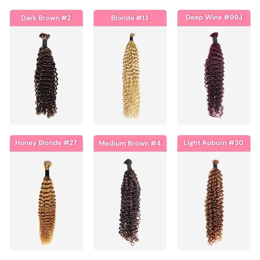 WOWANGEL 99J/Brown/613 Blonde Color Bulk Human Hair for Braiding Curly 100g