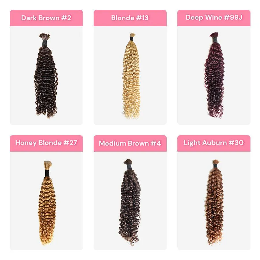 WOWANGEL 99J/Brown/613 Blonde Color Bulk Human Hair for Braiding Curly 100g