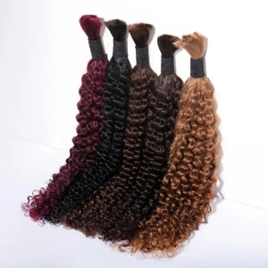 WOWANGEL 99J/Brown/613 Blonde Color Bulk Human Hair for Braiding Curly 100g