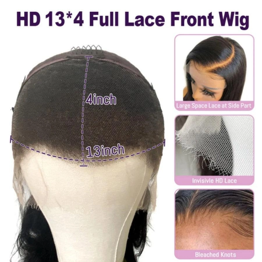 WOWANGEL Blonde Highlight 13x4 HD Lace Full Frontal Wig Straight Premium Raw Hair