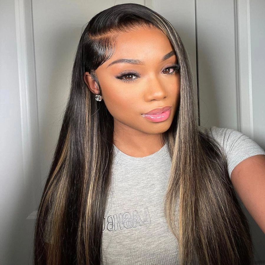 WOWANGEL Blonde Highlight 13x4 HD Lace Full Frontal Wig Straight Premium Raw Hair