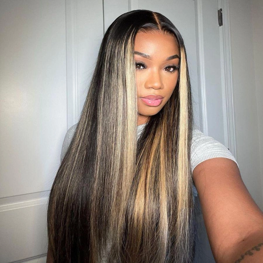 WOWANGEL Blonde Highlight 13x4 HD Lace Full Frontal Wig Straight Premium Raw Hair