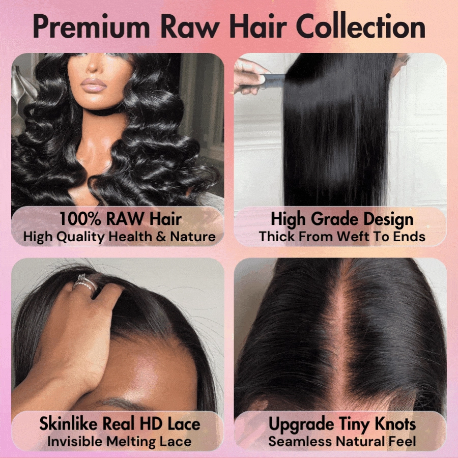 WOWANGEL Blonde Highlight 13x4 HD Lace Full Frontal Wig Straight Premium Raw Hair