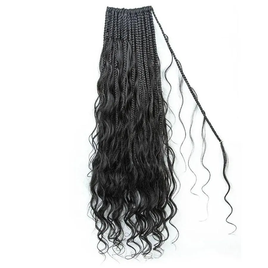 WOWANGEL Boho Crochet Box Braids with Human Hair Curls Loose Wave Pre-Looped Crochet Hair