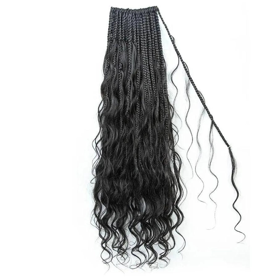 WOWANGEL Boho Crochet Box Braids with Human Hair Curls Loose Wave Pre-Looped Crochet Hair