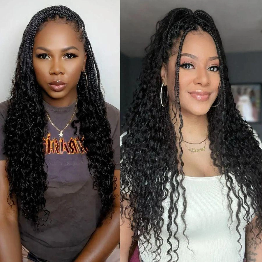 WOWANGEL Boho Crochet Box Braids with Human Hair Curls Pre-Looped Crochet Hair