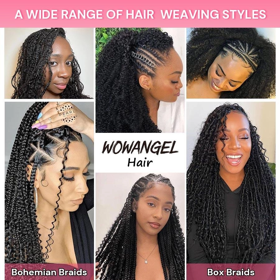 WOWANGEL Bulk Human Hair for Braiding Afro Kinky Curly 100g