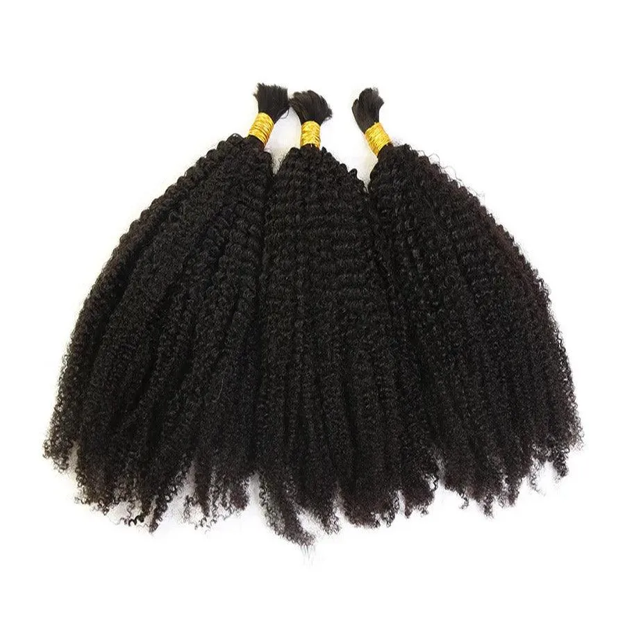 WOWANGEL Bulk Human Hair for Braiding Afro Kinky Curly 100g