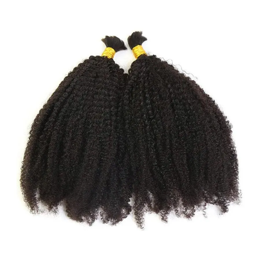 WOWANGEL Bulk Human Hair for Braiding Afro Kinky Curly 100g