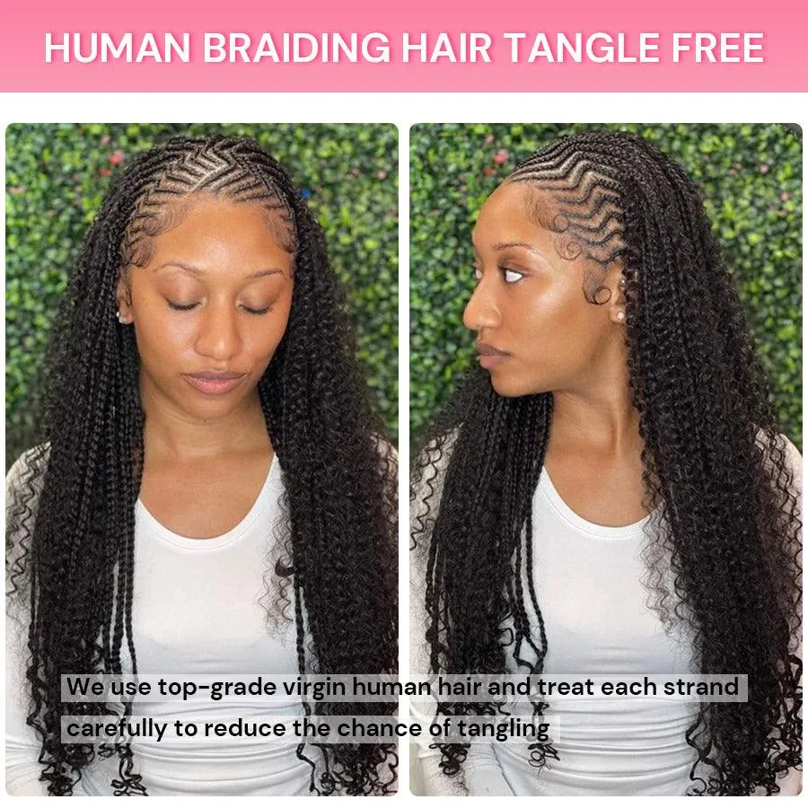 WOWANGEL Bulk Human Hair for Braiding Afro Kinky Curly 100g