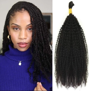WOWANGEL Bulk Human Hair for Braiding Afro Kinky Curly 100g