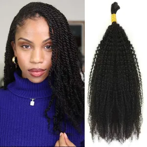 WOWANGEL Bulk Human Hair for Braiding Afro Kinky Curly 100g