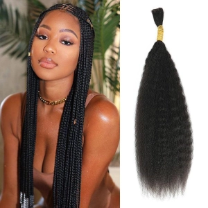 WOWANGEL Bulk Human Hair for Braiding Kinky Straight 100g