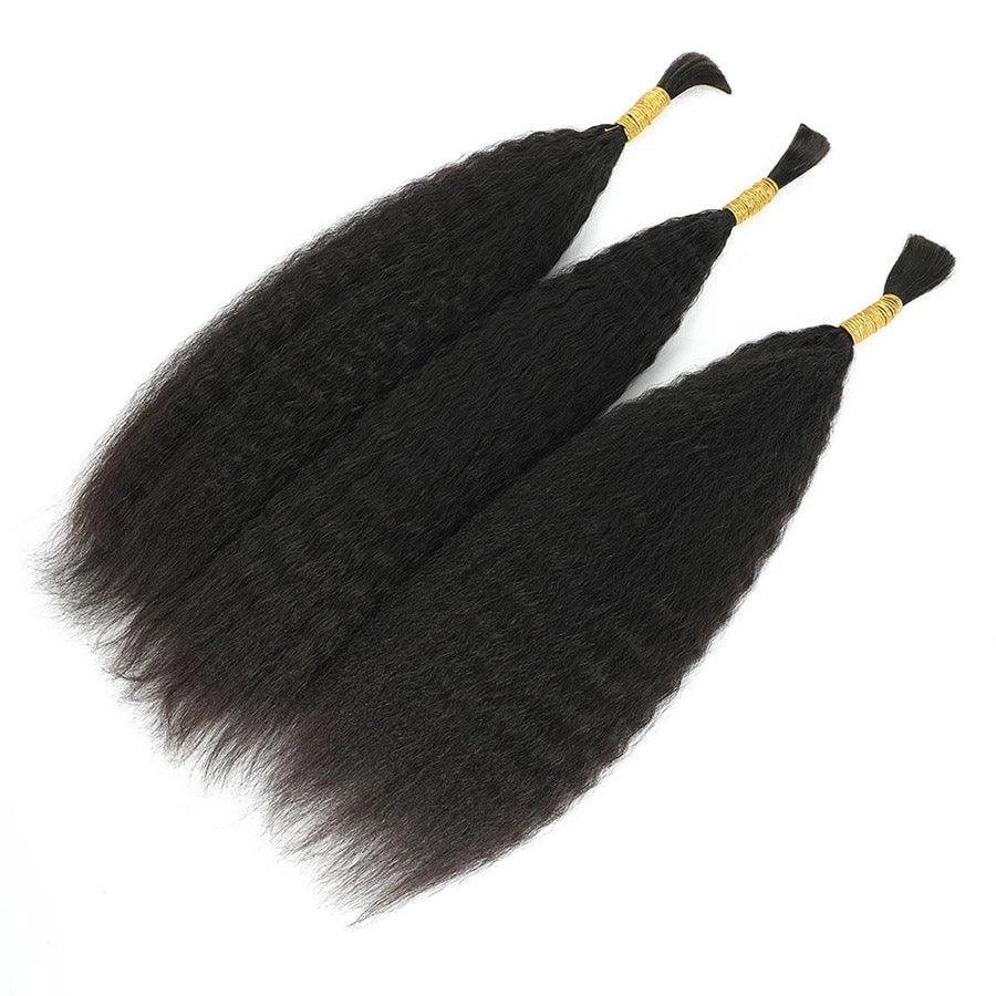 WOWANGEL Bulk Human Hair for Braiding Kinky Straight 100g