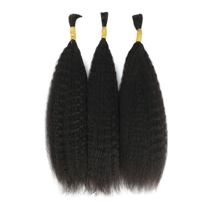 WOWANGEL Bulk Human Hair for Braiding Kinky Straight 100g
