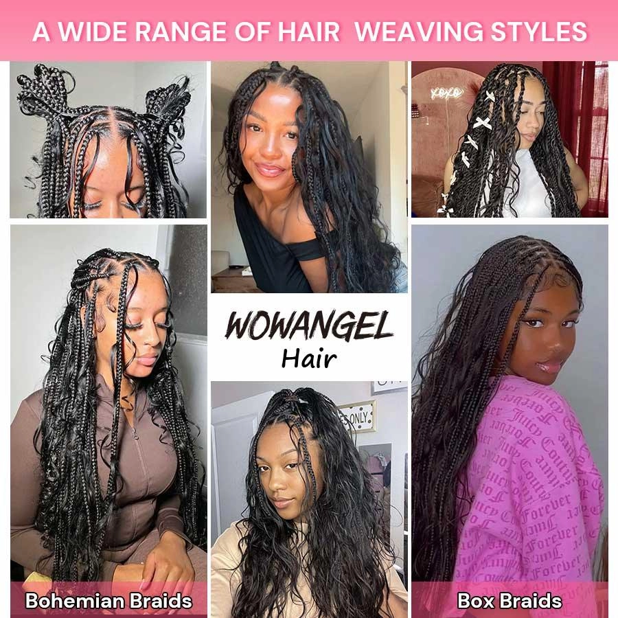 WOWANGEL Bulk Human Hair for Braiding Nature Black Body Wave 100g
