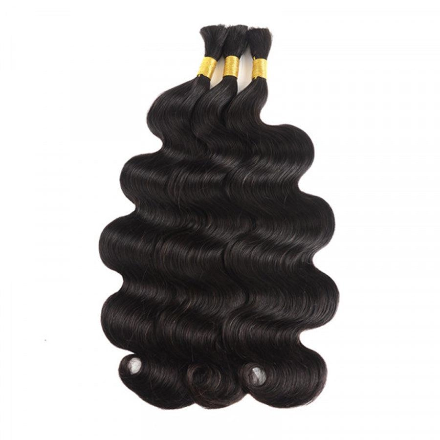 WOWANGEL Bulk Human Hair for Braiding Nature Black Body Wave 100g