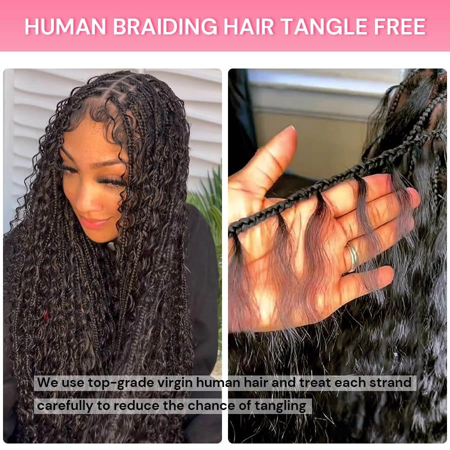WOWANGEL Bulk Human Hair for Braiding Nature Black Deep Wave 100g