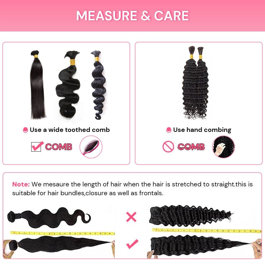 WOWANGEL Bulk Human Hair for Braiding Nature Black Deep Wave 100g