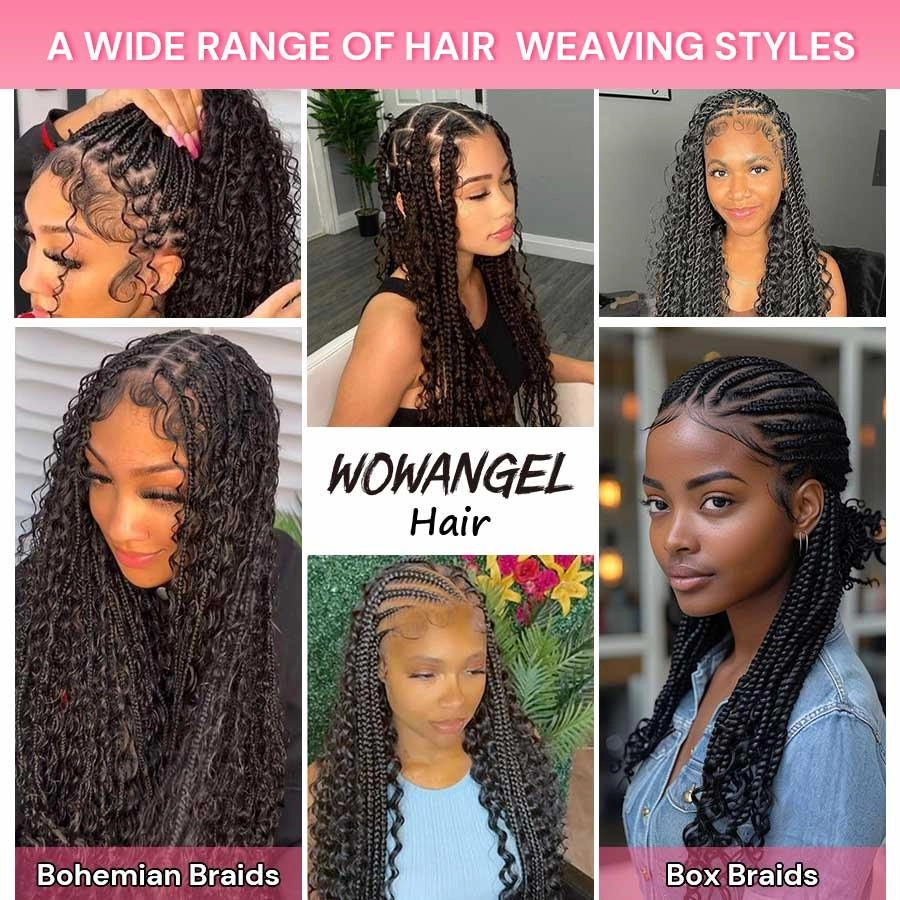 WOWANGEL Bulk Human Hair for Braiding Nature Black Deep Wave 100g