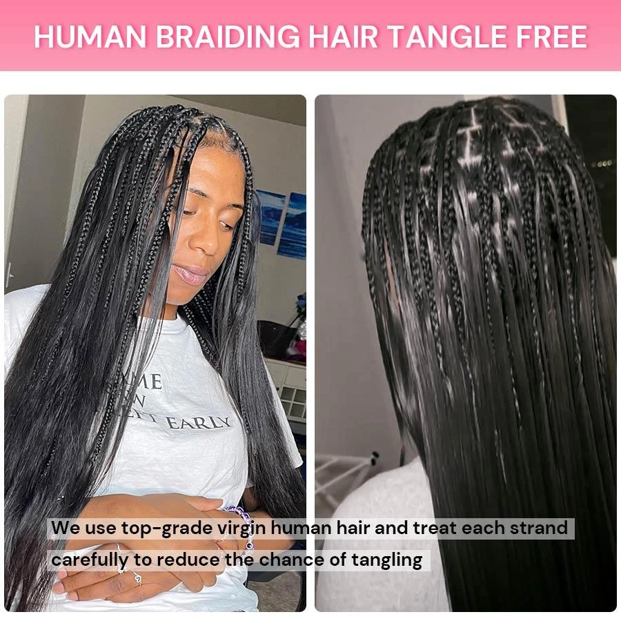 WOWANGEL Bulk Human Hair for Braiding Straight Nature Black 100g