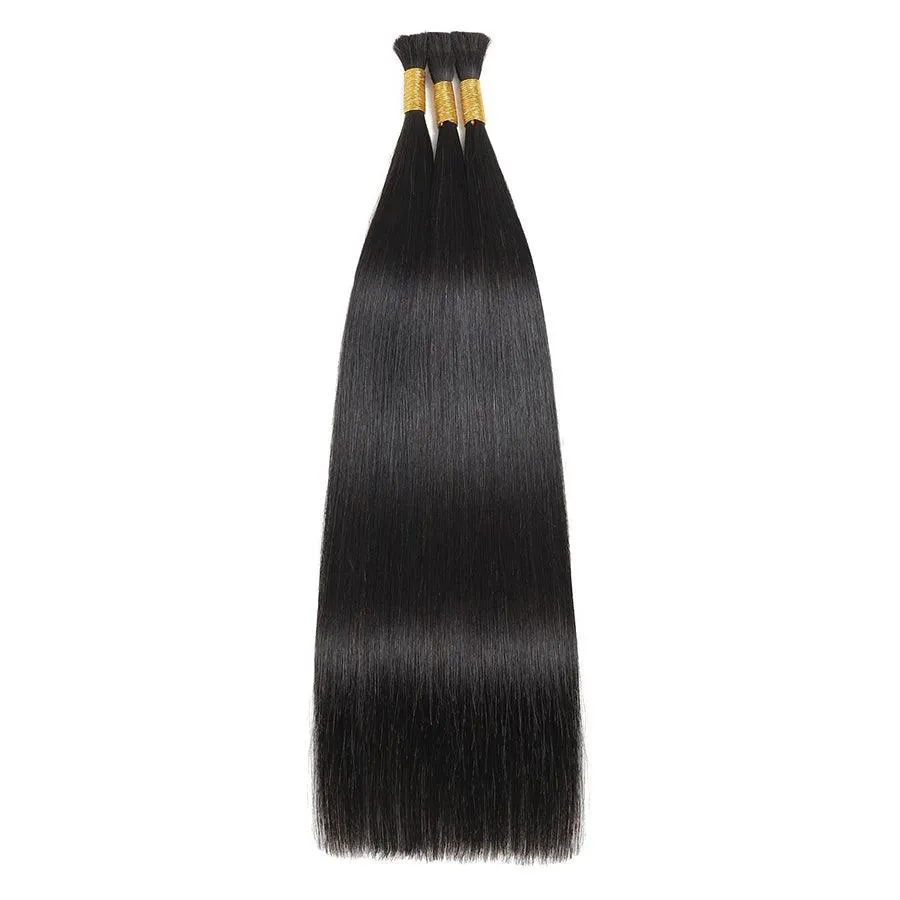 WOWANGEL Bulk Human Hair for Braiding Straight Nature Black 100g