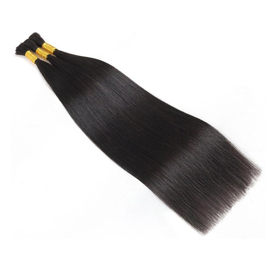 WOWANGEL Bulk Human Hair for Braiding Straight Nature Black 100g