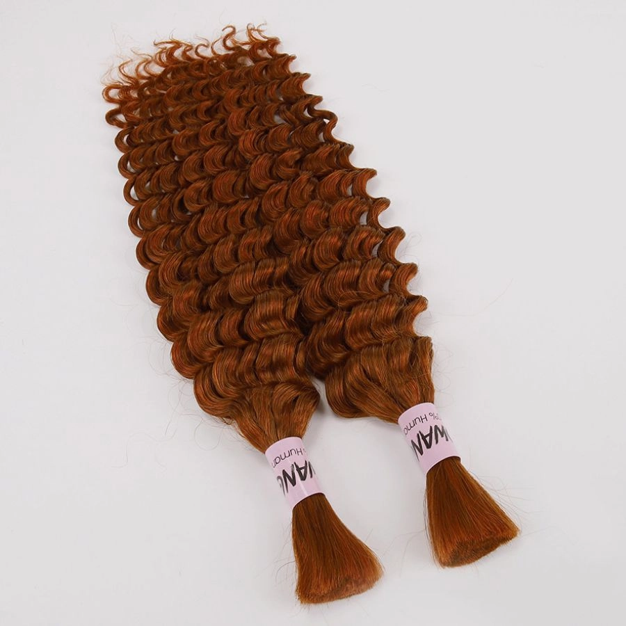 WOWANGEL Ginger Color Bulk Human Hair for Braiding Deep Wave 100g