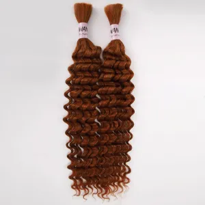WOWANGEL Ginger Color Bulk Human Hair for Braiding Deep Wave 100g
