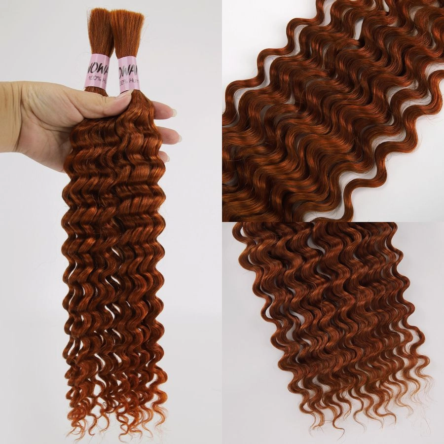 WOWANGEL Ginger Color Bulk Human Hair for Braiding Deep Wave 100g
