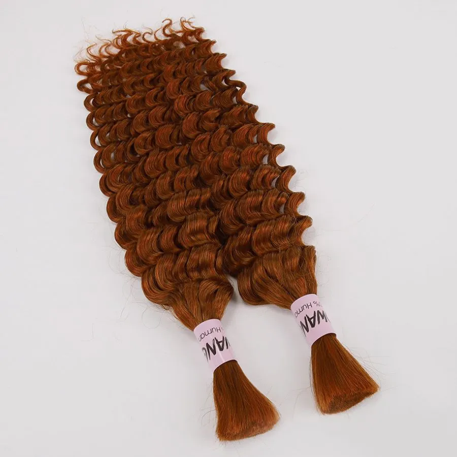 WOWANGEL Ginger Color Bulk Human Hair for Braiding Deep Wave 100g