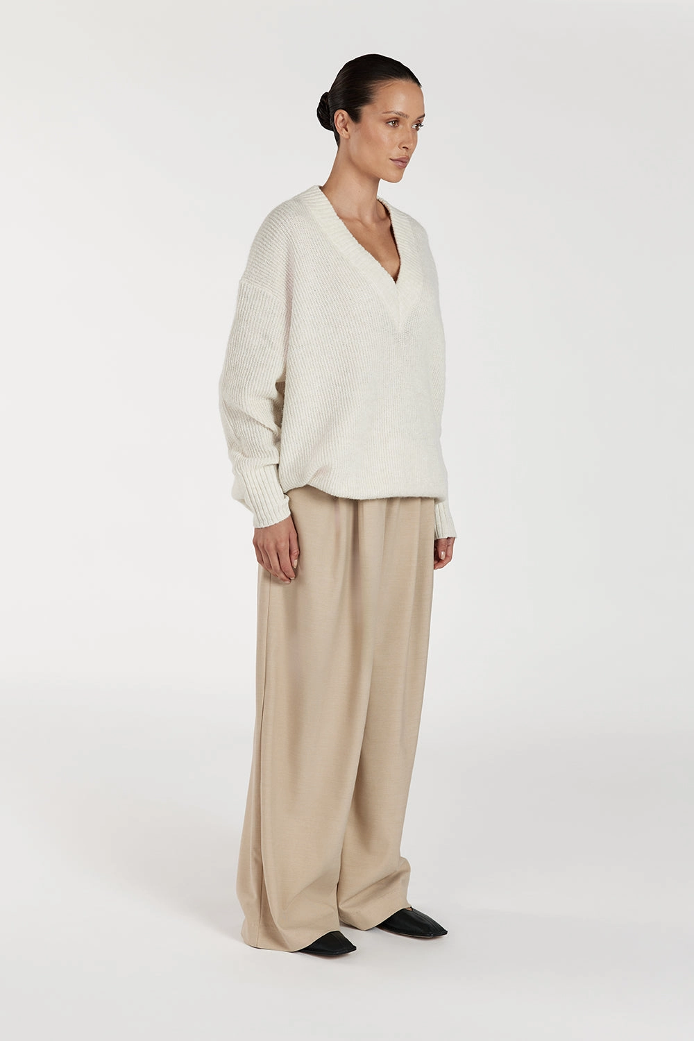 ZELIE CREAM MARLE LONGLINE JUMPER