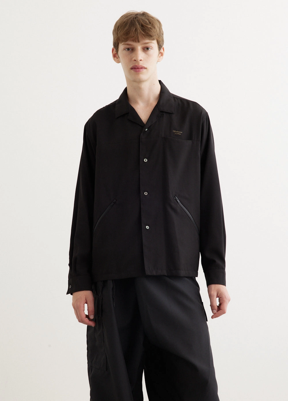 Zip Pocket Rayon Long Sleeve Shirt